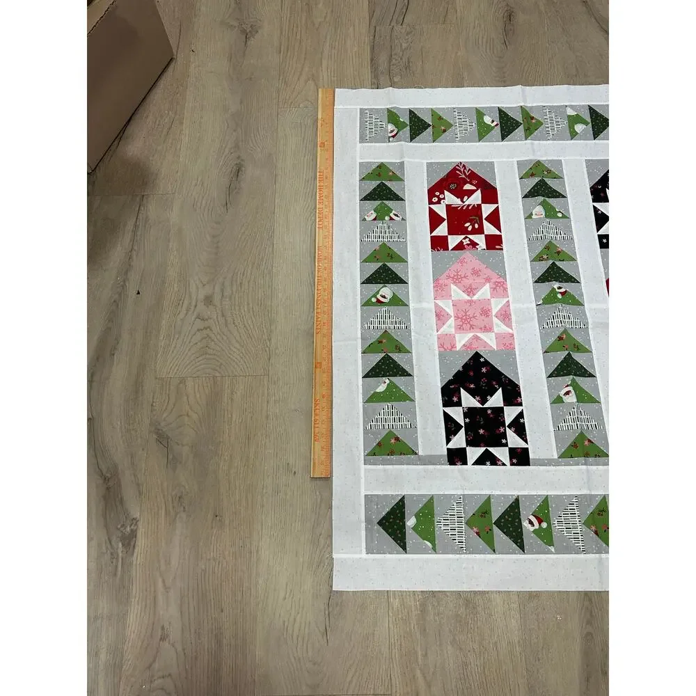 Handmade Christmas Quilt Top Unfinished Holiday Patchwork 38x44
